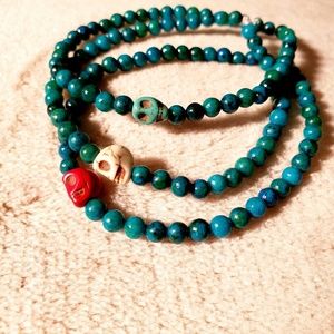Handmade Skull Stone Bead Stack Bracelets